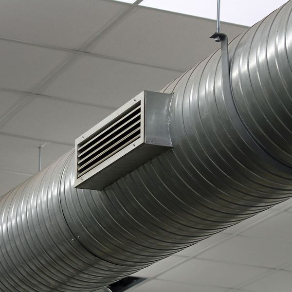 commercial vent system hanging from ceiling