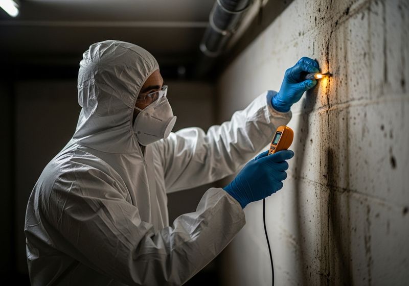 Inspector Assessing Mold Damage