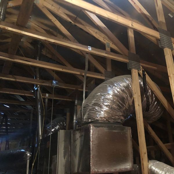 HVAC duct system installed in attic