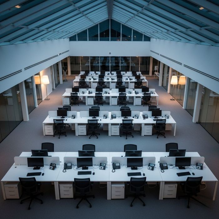 Mover carefully handling server racks in a secure, climate-controlled environment