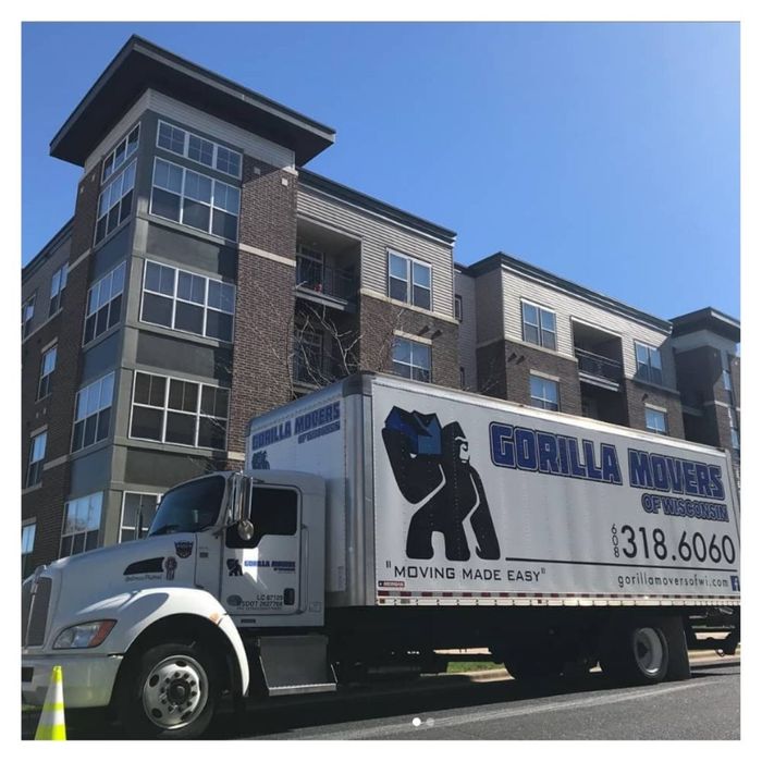 moving truck outside apartment