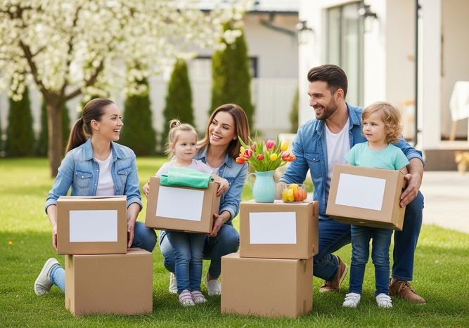 Happy Family Moving Into New Home