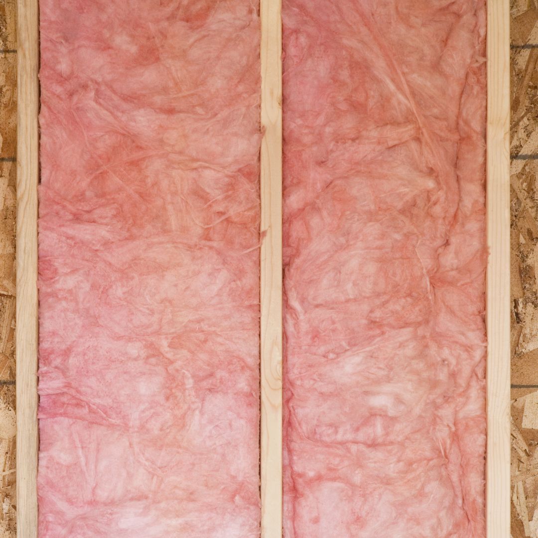 Pink fiberglass insulation