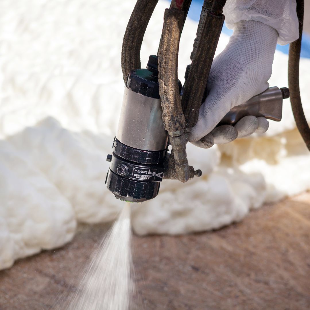 Close up of spray gun for foam insulation