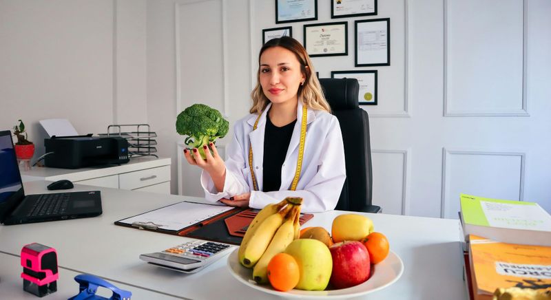 nutritionist holding broccoli