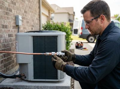HVAC Technician Repairing Air Conditioner