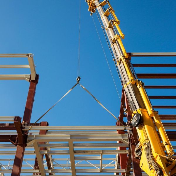 crane moving building materials