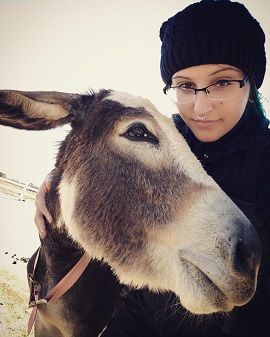 Image of Gracie with a donkey