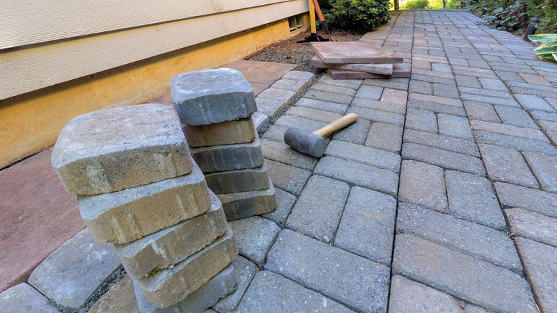 stone patio being built