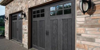 The beauty of wooden garage doors with the stability of steel garage doors. Composite / Steel Garage Doors