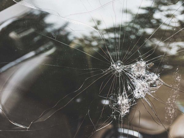Broken glass car window