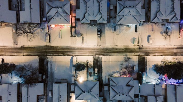 neighborhood in winter