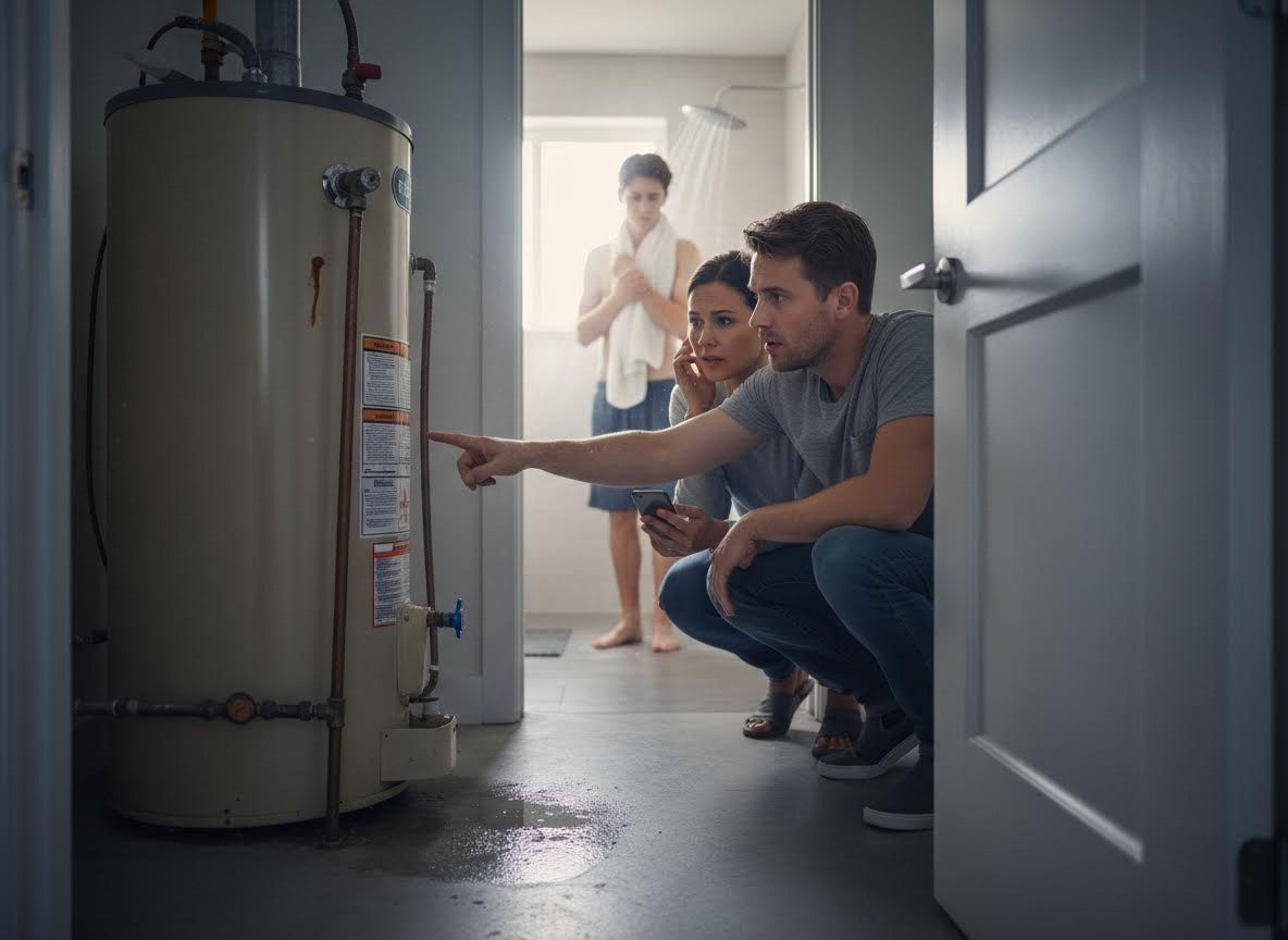 Homeowners Discovering a Leaking Water Heater