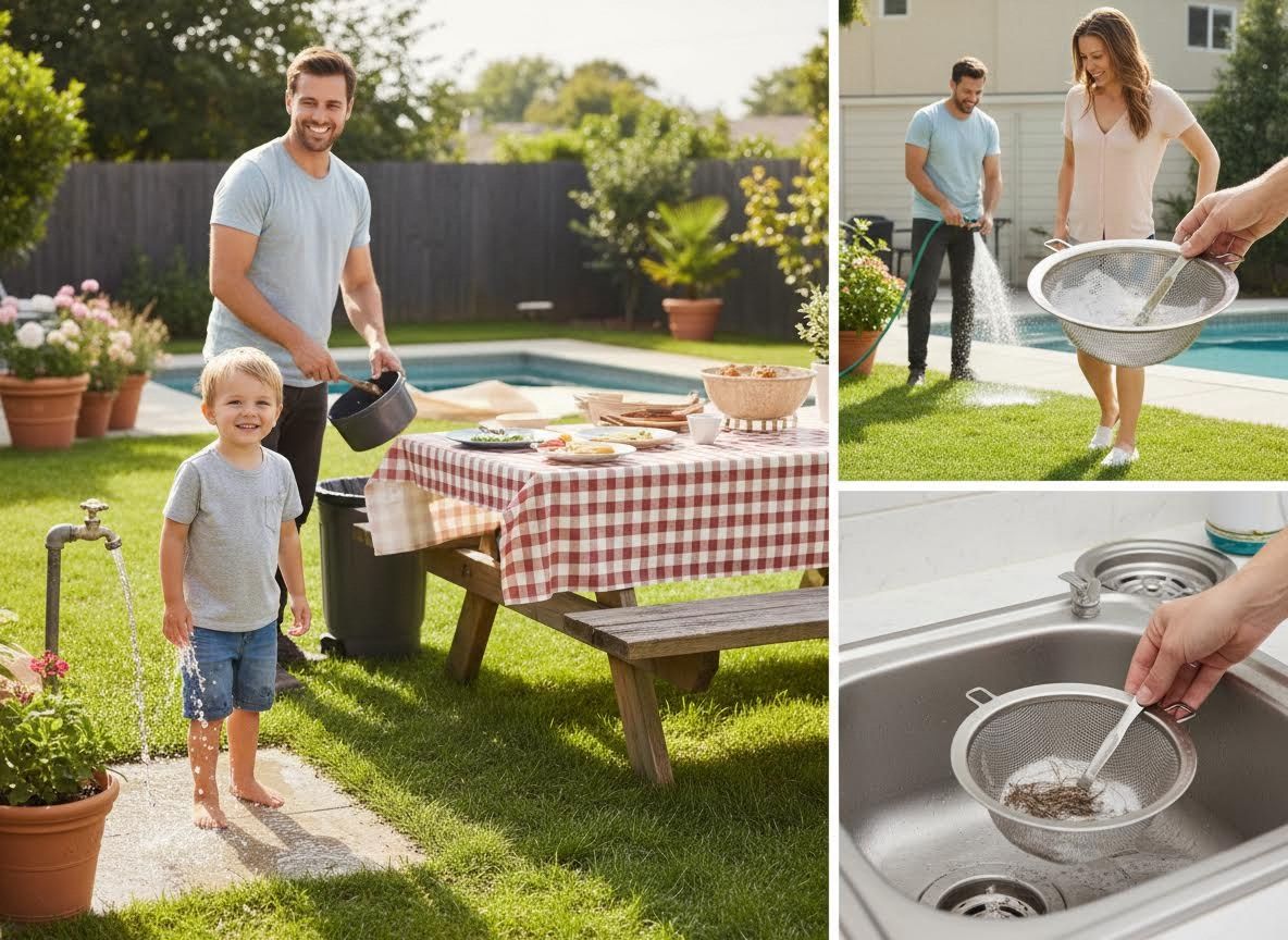 Family Enjoying Backyard with Drain Protection Solutions