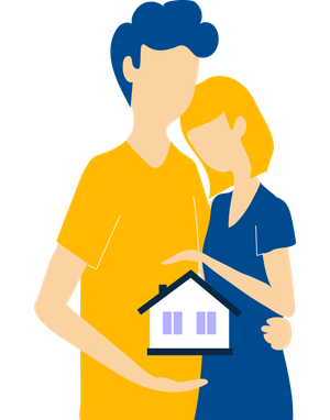 Graphic of a couple and a house