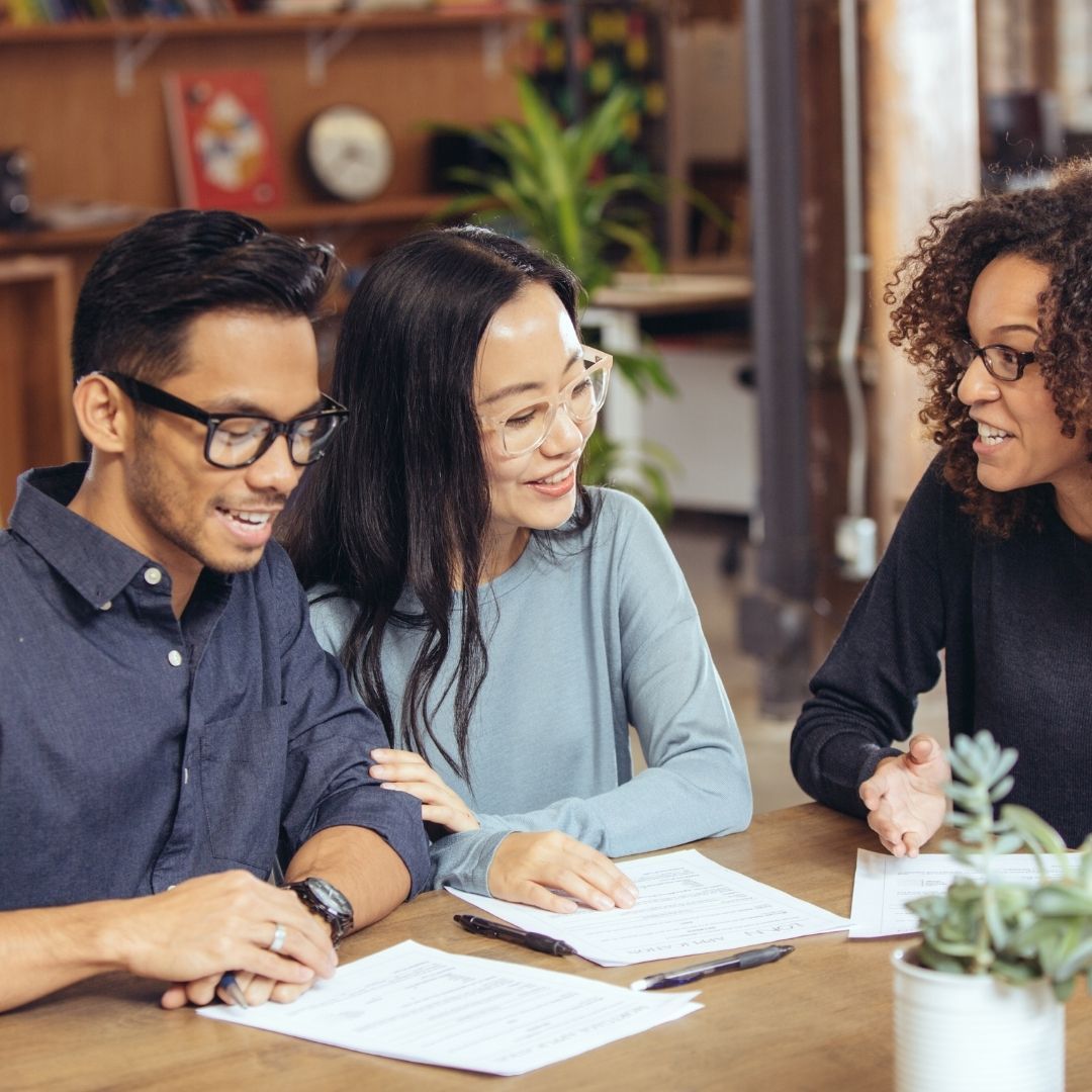 A couple meeting with a home lender