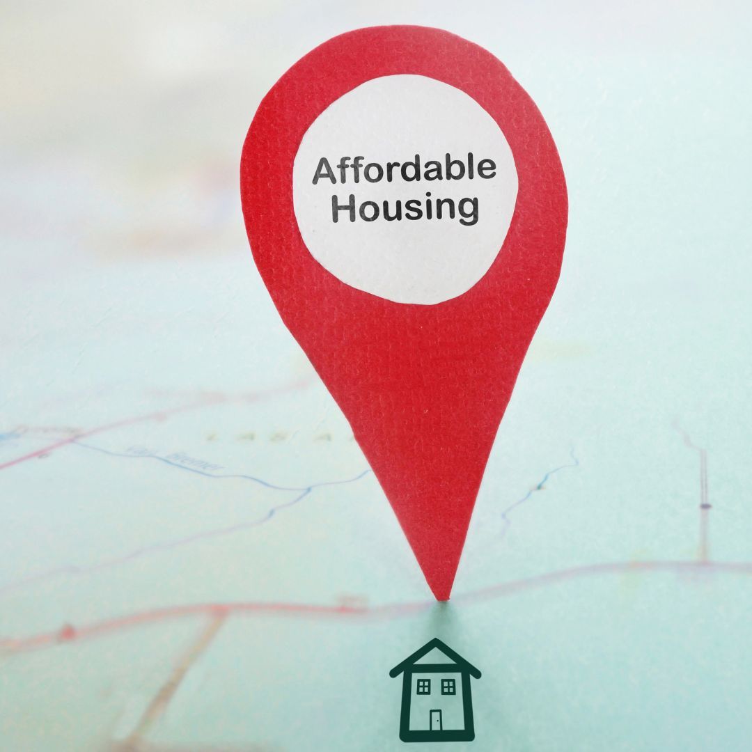 affordable housing sign on a map
