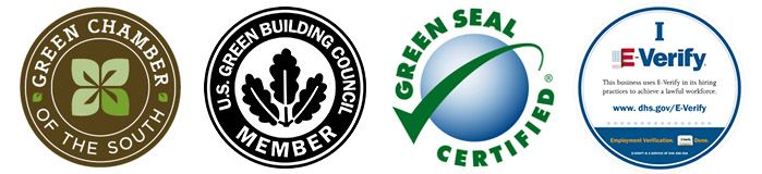 Set of green cleaning certification badges awarded to EnviroClean