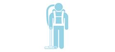 Icon of person wearing a vacuum backpack