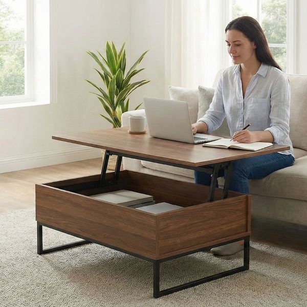 a coffee table that doubles as a desk