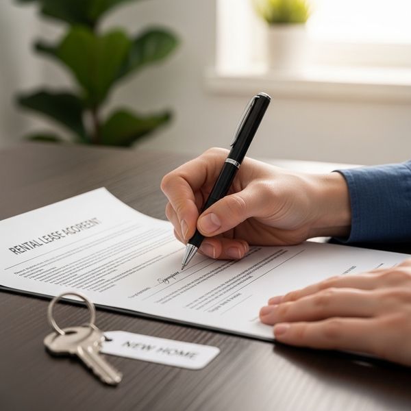 person signing a rental lease
