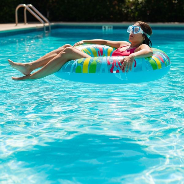 person on an inner tube in a pool