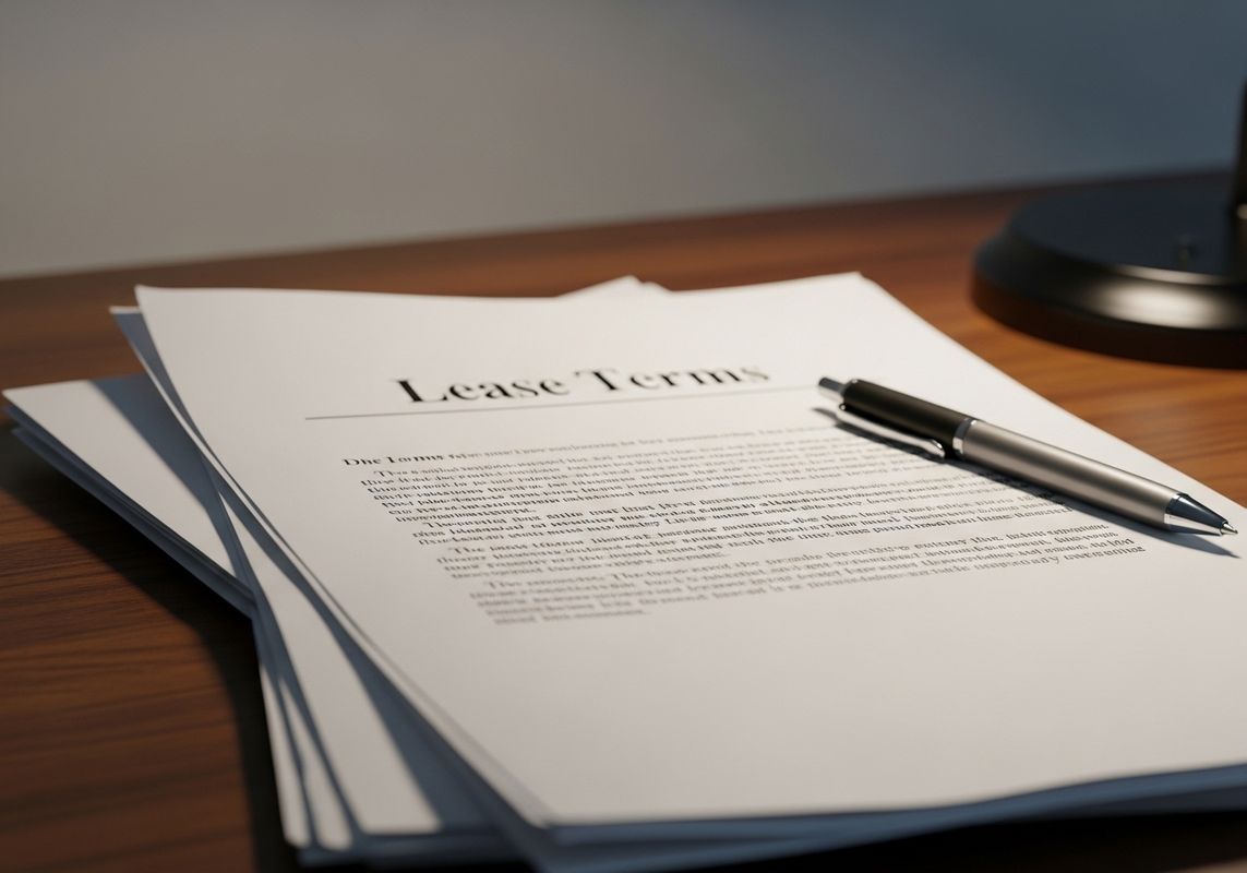 paperwork on a desk that says Lease Terms
