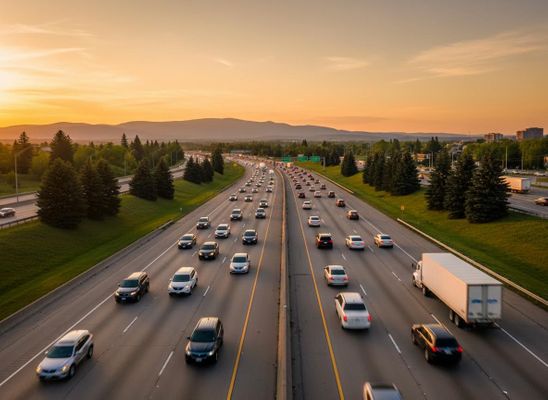 cars on a highway