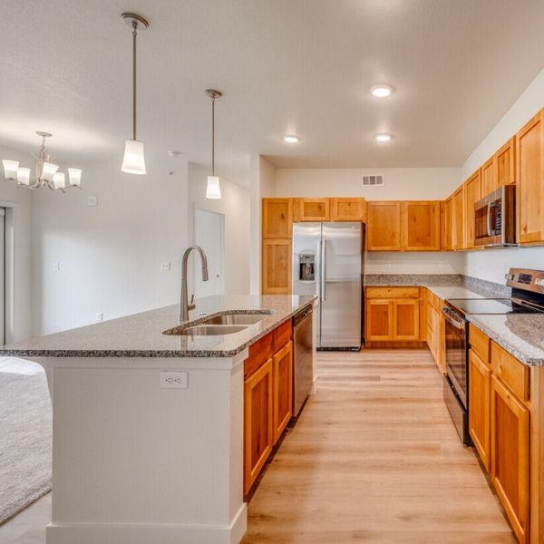 apartment kitchen with stainless steel appliances