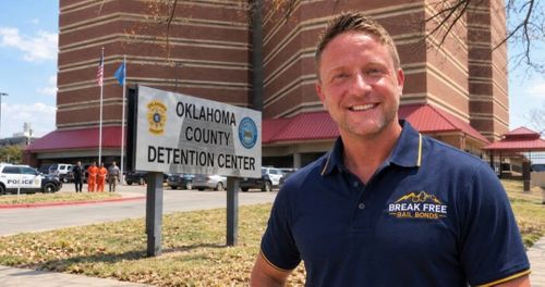 Eric Knudsen, owner of Break Free Bail Bonds, at the Oklahoma County Detention Center in Oklahoma City