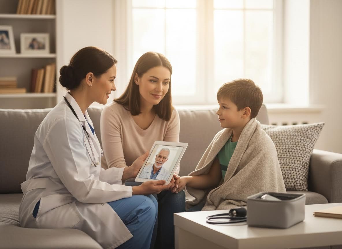 Telemedicine consultation for a sick child