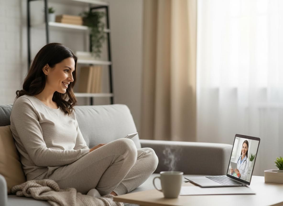 Woman having a telemedicine video call