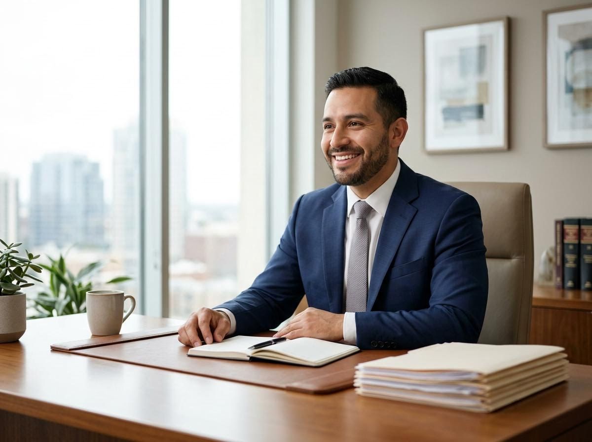 lawyer sits at his desk