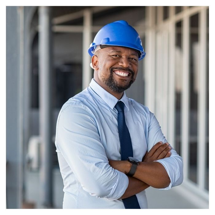 professional man wearing hard hat