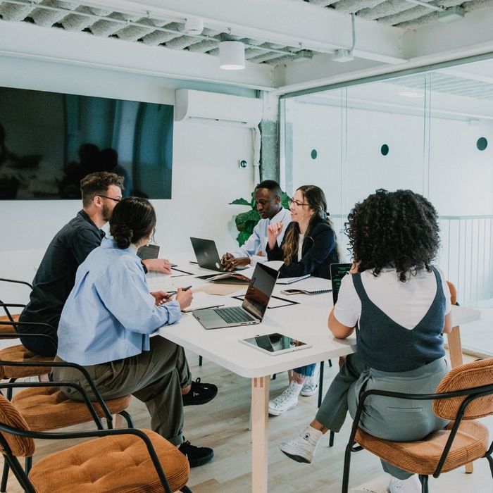 team meeting around a table