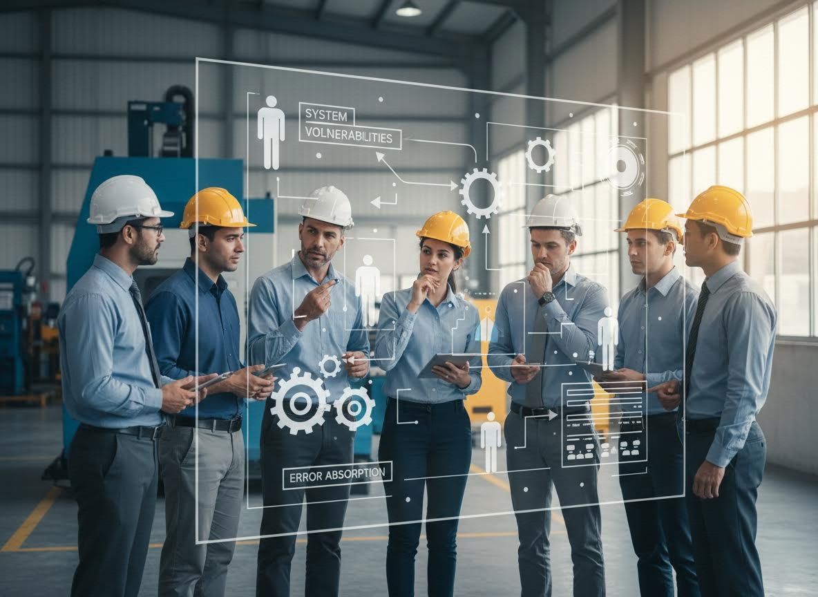 Engineers Analyzing System Data with Digital Overlay in Factory