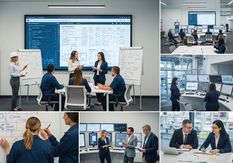 Team Collaboration and Data Analysis in Modern Office