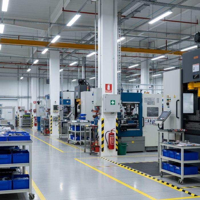 A pristine, safe, and organized modern workspace highlighting occupational safety.