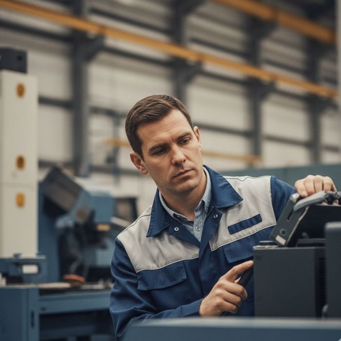 worker inspecting equipment