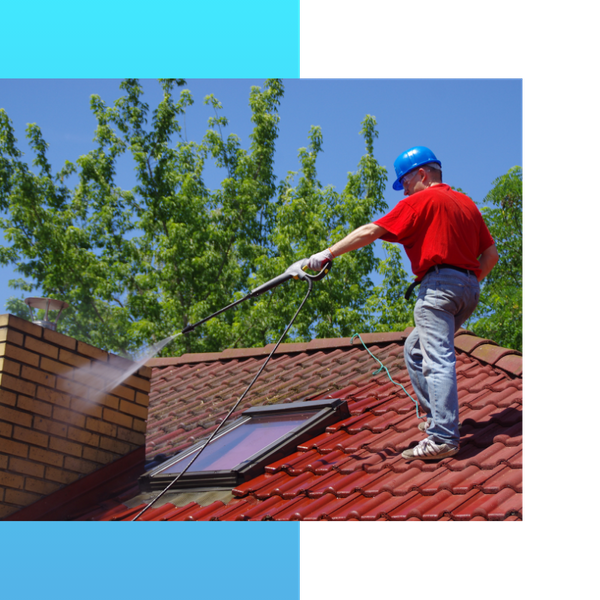 Pressure washing a roof 
