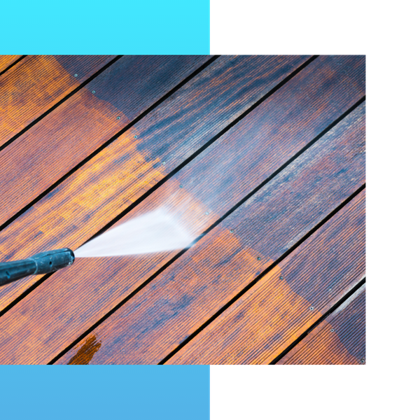Pressure washing a deck