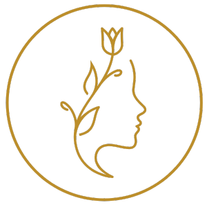 outline of face with flower 