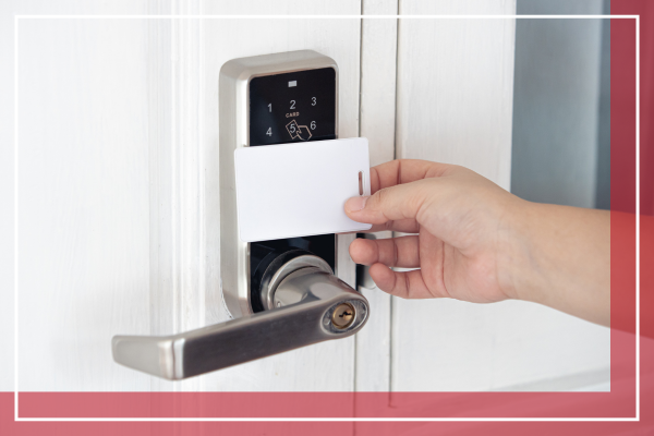 person uses an id door lock system
