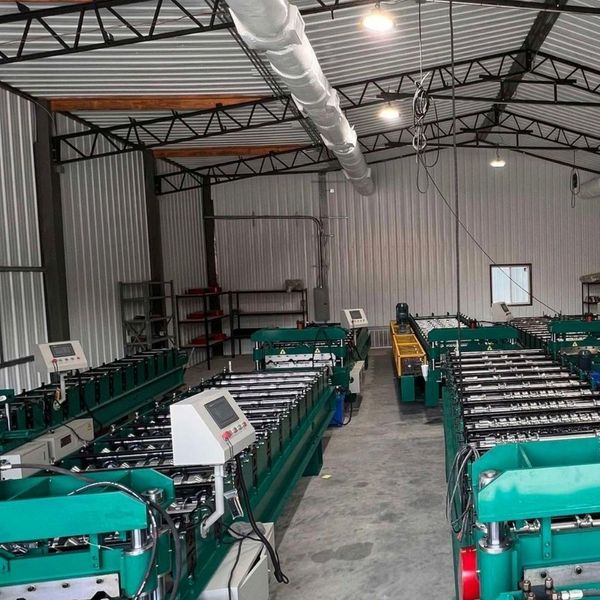 warehouse with metal roofing machinery 