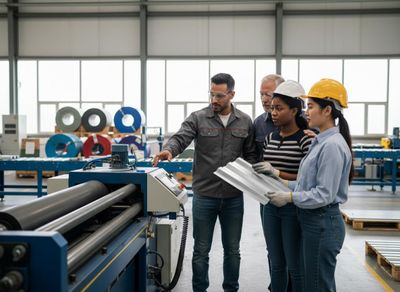 Diverse Manufacturing Team Inspecting Industrial Machine
