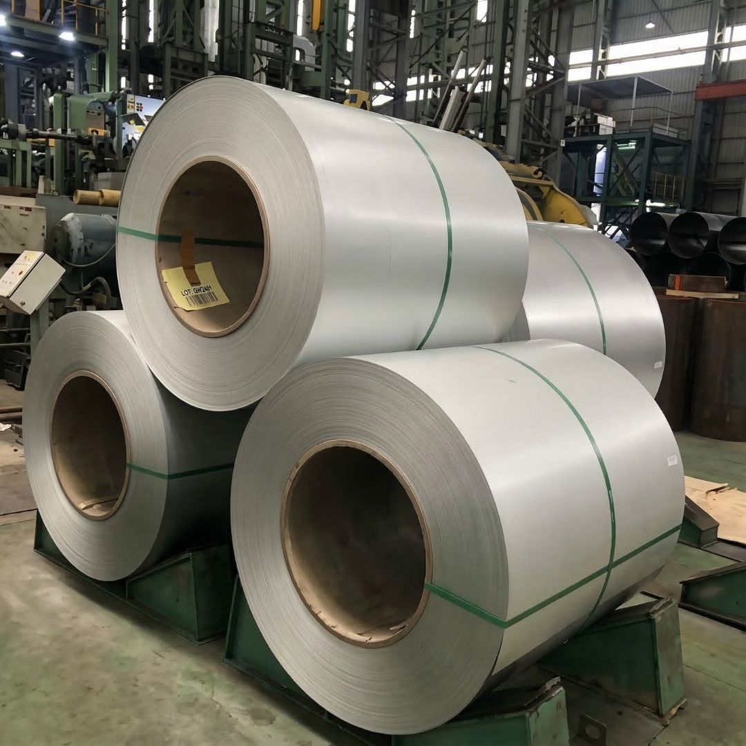 large rolls of metal roofing