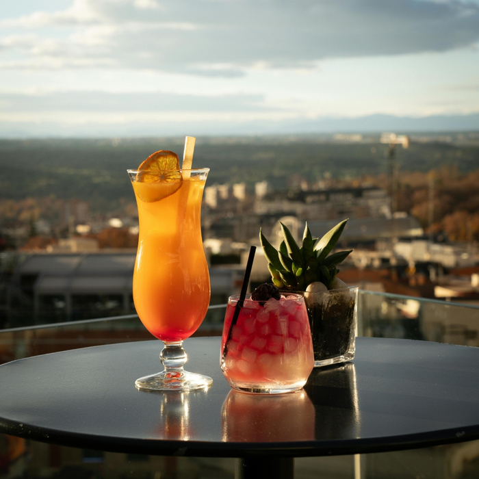 Drinks on a rooftop