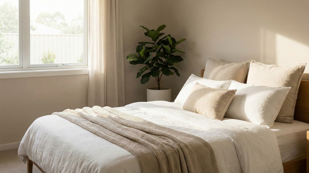 Sun shining into a bedroom