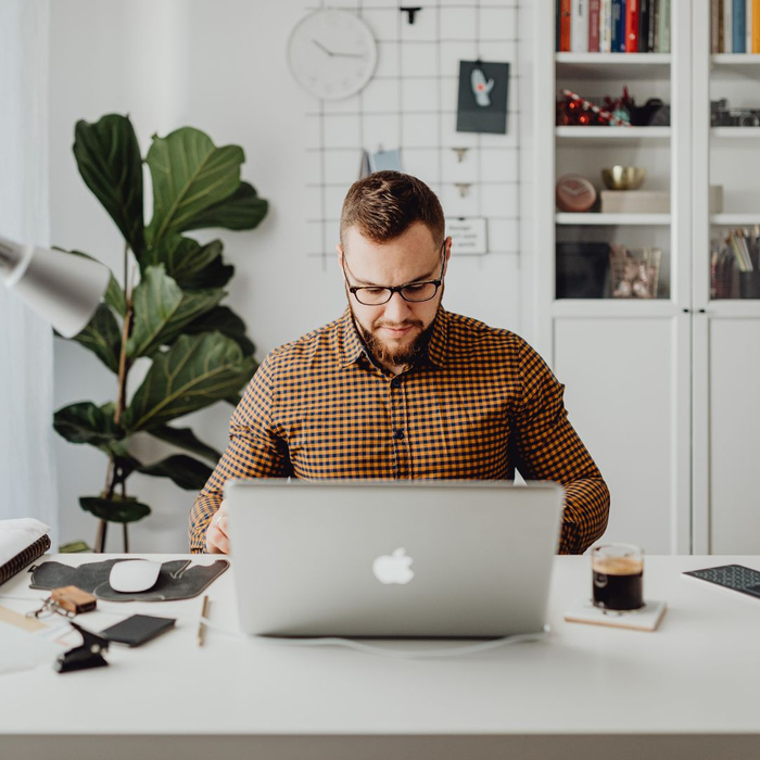 Man working from his desk.