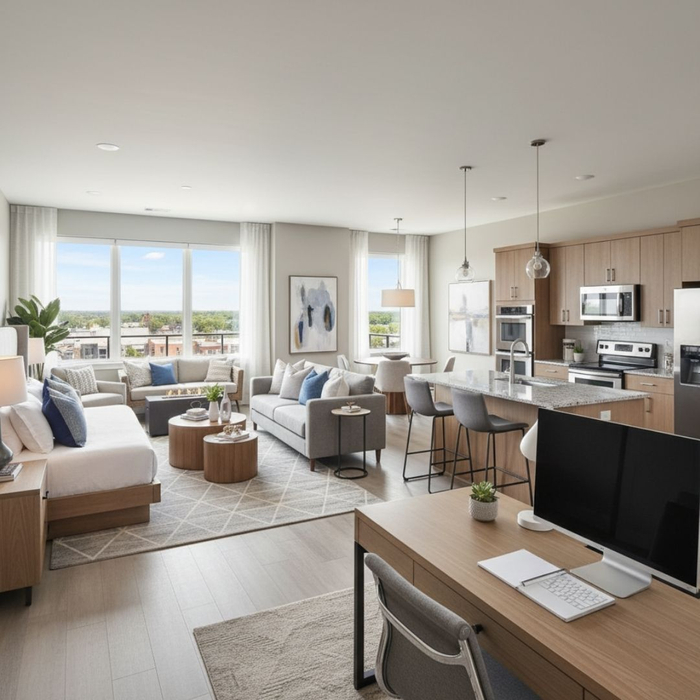 home office and living space